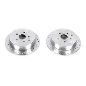 Lexus RX350 Brake Rotors (2) - Rear - PowerStop - Evolution Drilled & Slotted - Silver - `10-`15