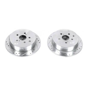 Lexus RX350 Brake Rotors (2) - Rear - PowerStop - Evolution Drilled & Slotted - Silver - `10-`15