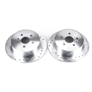 Toyota Venza Brake Rotors (2) - Rear - PowerStop - Evolution Drilled & Slotted - Silver - `09-`16