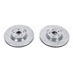 Lexus GS350 Brake Rotors (2) - Front - PowerStop - Evolution Drilled & Slotted - Silver - `09-`10