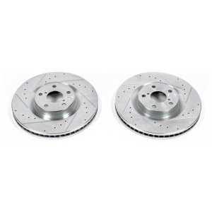 Lexus GS350 Brake Rotors (2) - Front - PowerStop - Evolution Drilled & Slotted - Silver - `09-`10