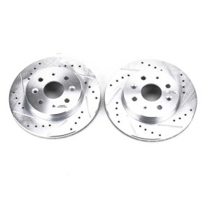 Kia Rio Brake Rotors (2) - Front - PowerStop - Evolution Drilled & Slotted - Silver - `03-`05