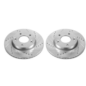 Kia Soul Brake Rotors (2) - Front - PowerStop - Evolution Drilled & Slotted Rotors - Silver - `10-`11
