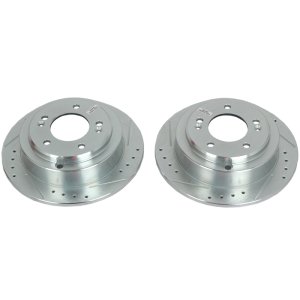 Kia Amanti Brake Rotors (2) - Rear - PowerStop - Evolution Drilled & Slotted - Silver - `04-`06
