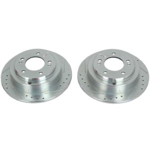 Kia Amanti Brake Rotors (2) - Rear - PowerStop - Evolution Drilled & Slotted - Silver - `04-`06