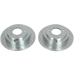 Kia Amanti Brake Rotors (2) - Rear - PowerStop - Evolution Drilled & Slotted - Silver - `04-`06
