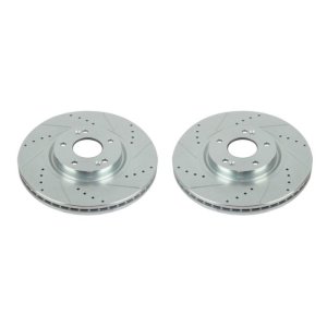 Hyundai Veracruz Brake Rotors (2) - Front - PowerStop - Evolution Drilled & Slotted - Silver - `07-`12