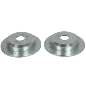 Hyundai Veracruz Brake Rotors (2) - Rear - PowerStop - Evolution Drilled & Slotted - Silver - `07-`12
