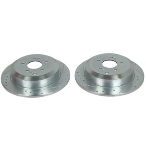 Hyundai Veracruz Brake Rotors (2) - Rear - PowerStop - Evolution Drilled & Slotted - Silver - `07-`12