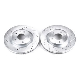 Nissan Juke Brake Rotors (2) - Front - PowerStop - Evolution Drilled & Slotted - Silver - `11-`17