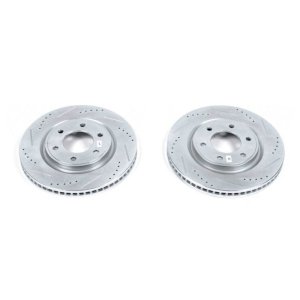 Infiniti QX56 Brake Rotors (2) - Front - PowerStop - Evolution Drilled & Slotted - Silver - `11-`13