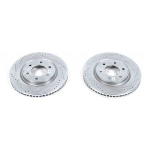 Infiniti QX56 Brake Rotors (2) - Front - PowerStop - Evolution Drilled & Slotted - Silver - `11-`13