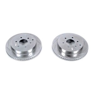 Infiniti QX56 Brake Rotors (2) - Rear - PowerStop - Evolution Drilled & Slotted - Silver - `11-`13