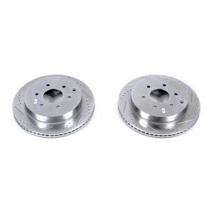 Infiniti QX56 Brake Rotors (2) - Rear - PowerStop - Evolution Drilled & Slotted - Silver - `11-`13