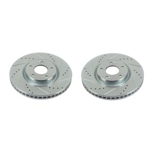 Hyundai Azera Brake Rotors (2) - Front - PowerStop - Evolution Drilled & Slotted - Silver - `12-`17