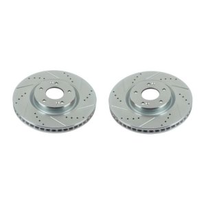 Hyundai Azera Brake Rotors (2) - Front - PowerStop - Evolution Drilled & Slotted - Silver - `12-`17