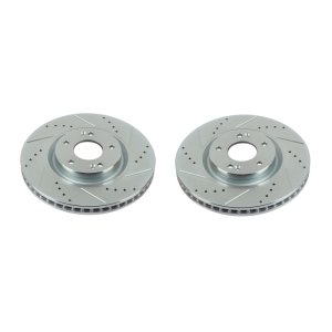 Hyundai Azera Brake Rotors (2) - Front - PowerStop - Evolution Drilled & Slotted - Silver - `12-`17