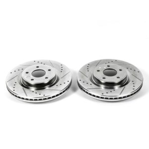 Infiniti JX35 Brake Rotors (2) - Front - PowerStop - Evolution Drilled & Slotted - Silver - 2013