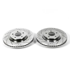 Infiniti JX35 Brake Rotors (2) - Front - PowerStop - Evolution Drilled & Slotted - Silver - 2013