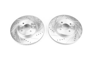 Hyundai Accent Brake Rotors (2) - Front - PowerStop - Evolution Drilled & Slotted - Silver - 2018
