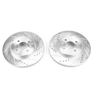 Hyundai Accent Brake Rotors (2) - Front - PowerStop - Evolution Drilled & Slotted - Silver - 2018