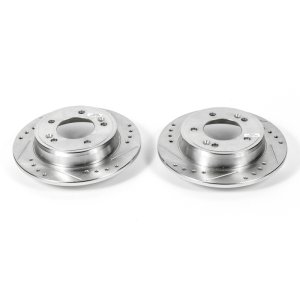 Hyundai Elantra Brake Rotors (2) - Rear - PowerStop - Evolution Drilled & Slotted - Silver - `11-`19