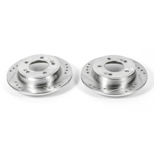 Hyundai Elantra Brake Rotors (2) - Rear - PowerStop - Evolution Drilled & Slotted - Silver - `11-`19