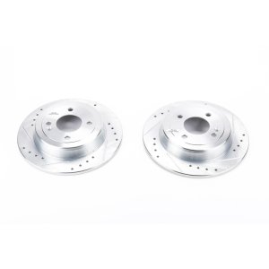 Hyundai Accent Brake Rotors (2) - Rear - PowerStop - Evolution Drilled & Slotted - Silver - `12-`19