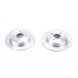 Hyundai Accent Brake Rotors (2) - Rear - PowerStop - Evolution Drilled & Slotted - Silver - `12-`19