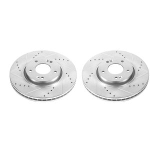 Kia Sportage Brake Rotors (2) - Front - PowerStop - Evolution Drilled & Slotted - Silver - `12-`16