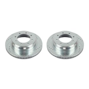 Nissan NV1500 Brake Rotors (2) - Rear - PowerStop - Evolution Drilled & Slotted - Silver - `12-`19