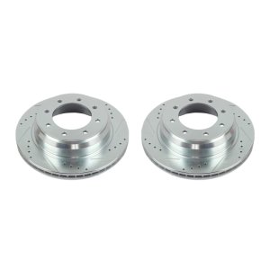 Nissan NV1500 Brake Rotors (2) - Rear - PowerStop - Evolution Drilled & Slotted - Silver - `12-`19