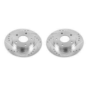 Mazda 3 Brake Rotors (2) - Rear - PowerStop - Evolution Drilled & Slotted - Silver - `14-`18 Mazda 3 Brake Rotors (2) - Rear - PowerStop - Evolution Drilled & Slotted - Silver - `14-`18