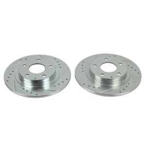 Mazda 6 Brake Rotors (2) - Rear - PowerStop - Evolution Drilled & Slotted - Silver - `14-`18