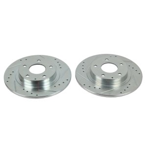Mazda 6 Brake Rotors (2) - Rear - PowerStop - Evolution Drilled & Slotted - Silver - `14-`18