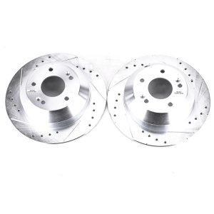 Hyundai Santa Fe XL Brake Rotors (2) - Rear - PowerStop - Evolution Drilled & Slotted - Silver - 2019