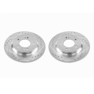 Hyundai Azera Brake Rotors (2) - Rear - PowerStop - Evolution Drilled & Slotted - Silver Zinc - 2017