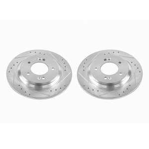 Hyundai Azera Brake Rotors (2) - Rear - PowerStop - Evolution Drilled & Slotted - Silver Zinc - 2017