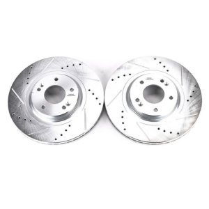 Kia Sedona Brake Rotors (2) - Front - PowerStop - Evolution Drilled & Slotted - Silver - `15-`19
