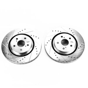 Lexus RX350 Brake Rotors (2) - Front - PowerStop - Evolution Drilled & Slotted Rotors - Silver - `16-`19