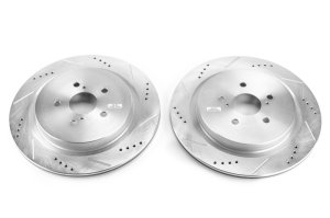 Lexus RX350 Brake Rotors (2) - Rear - PowerStop - Evolution Drilled & Slotted - Silver - `16-`19