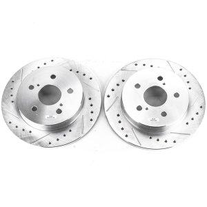 Lexus ES350 Brake Rotors (2) - Rear - PowerStop - Evolution Drilled & Slotted - Silver - 2019