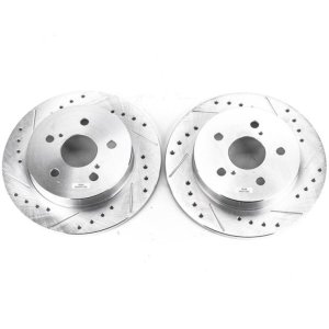 Lexus ES350 Brake Rotors (2) - Rear - PowerStop - Evolution Drilled & Slotted - Silver - 2019