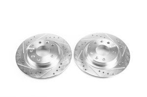 Mazda CX-3 Brake Rotors (2) - Rear - PowerStop - Evolution Drilled & Slotted - Silver - `16-`18