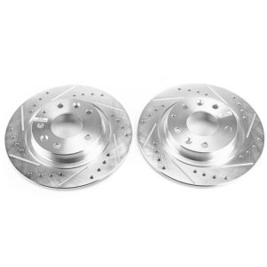 Mazda CX-3 Brake Rotors (2) - Rear - PowerStop - Evolution Drilled & Slotted - Silver - `16-`18