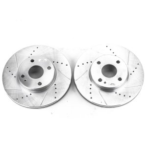 Scion iA Brake Rotors (2) - Front - PowerStop - Evolution Drilled & Slotted - Silver - 2016