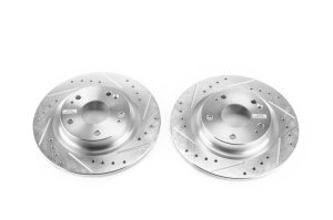 Honda Civic Si Brake Rotors (2) - Rear - PowerStop - Evolution Drilled & Slotted - Silver - `17-`18