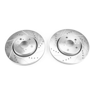 Toyota C-HR Brake Rotors (2) - Front - PowerStop - Evolution Drilled & Slotted - Silver - `18-`19
