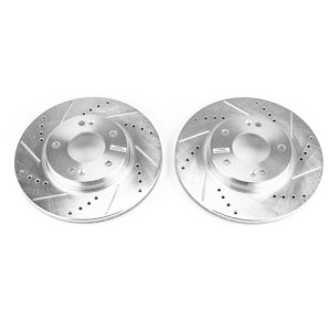 Hyundai Ioniq Brake Rotors (2) - Front - PowerStop - Evolution Drilled & Slotted - Silver - `17-`19