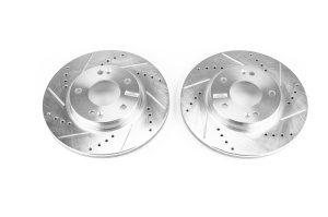 Hyundai Ioniq Brake Rotors (2) - Front - PowerStop - Evolution Drilled & Slotted - Silver - `17-`19